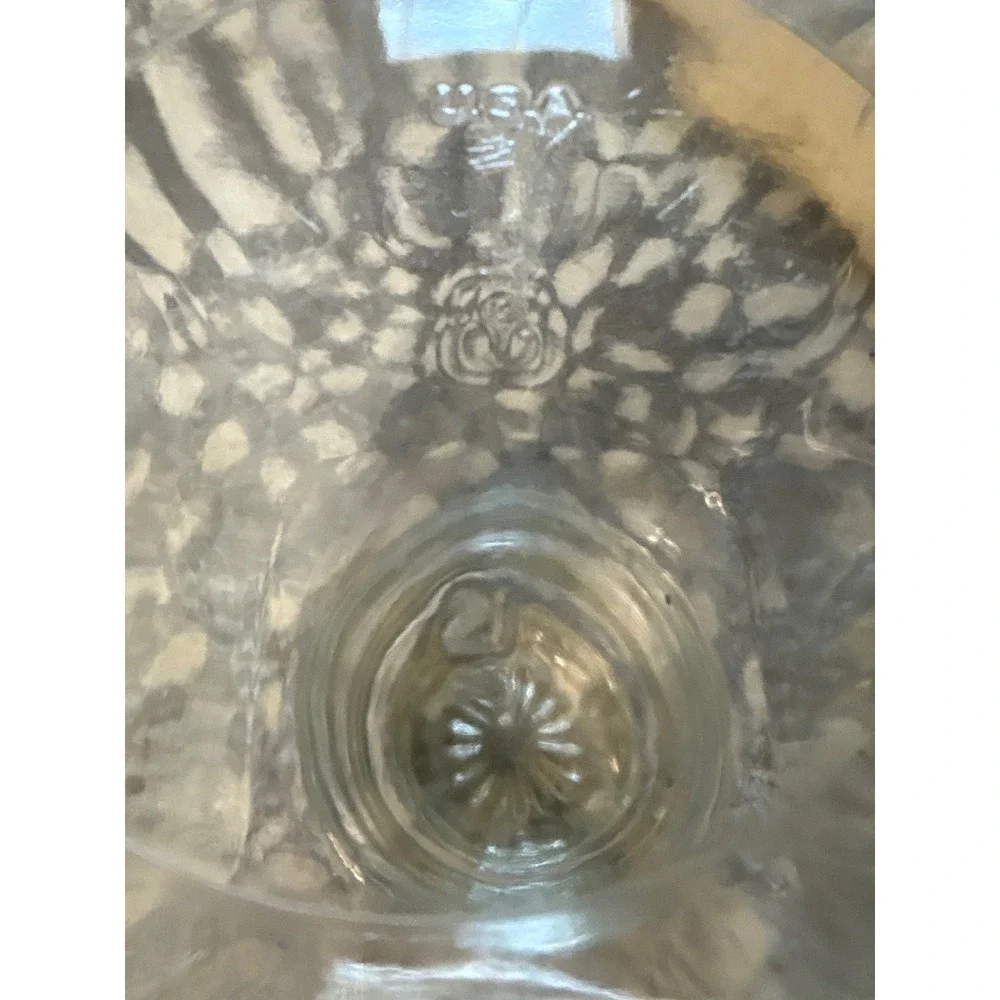 Vintage Anchor Hocking Clear Glass Square Apothecary Jar with Sunburst Lid USA